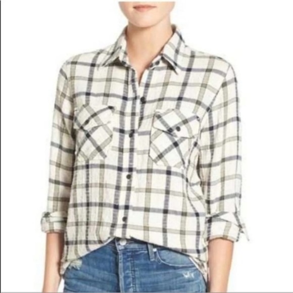 Current Elliott The Perfect Shirt in Gable Green Woodland Small - Picture 2 of 10